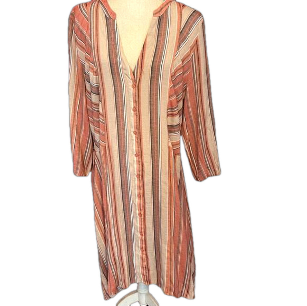 Fred David Multi Color Stripe Rayon Blend Dress 1X